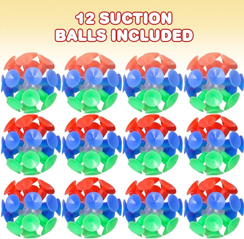 ArtCreativity Set of 12 Suction Cup Ball Toys for Kids, Sticky Tossing Balls for Indoor and Outdoor Play