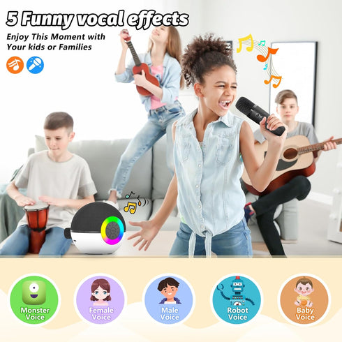 goopow 3 4 5 6 7 8+ (Black-2 Mini Karaoke Machine Speaker for Kids Adults, Portable Bluetooth Microphone Song Toys