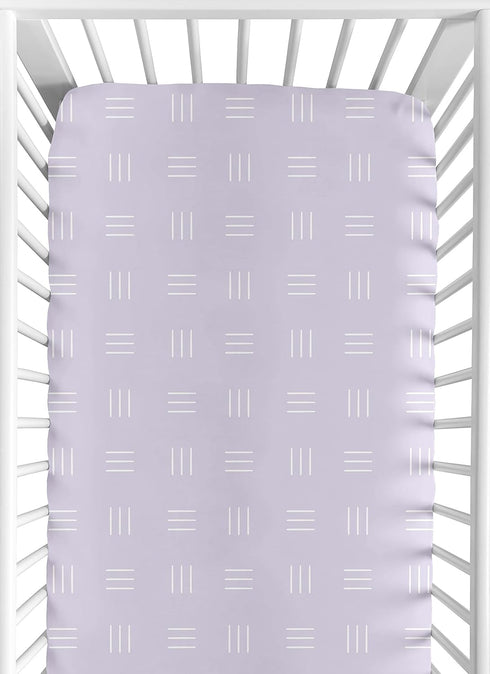 Sweet Jojo Designs Lavender Purple Boho Mudcloth Girl Fitted Crib Sheet Baby