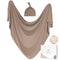 Baby Swaddle Receiving Blankets with Matching Beanie Set, Newborn Nursery Wrap for Boys and Girls (Brown)