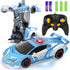 Transforming Police Car RC Toy, 1:18 Scale with Flashing Lights, 360° Rotation for Kids Age 4-12