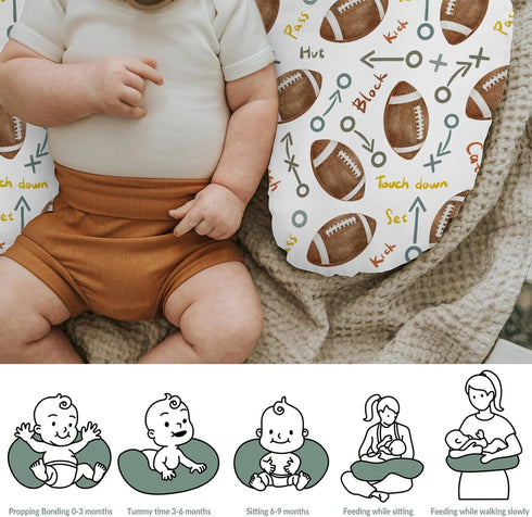 Neutral American Football Baby Nursing Pillow Covers for Boy Girl Cute Football Game Day Nursery Pillowcase