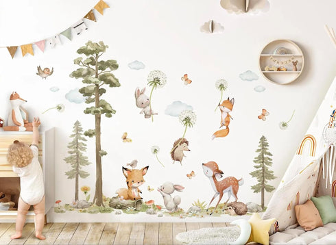 Generic Forest Animals Wall Stickers for Children's Room Woodland Animals Wall Decal for