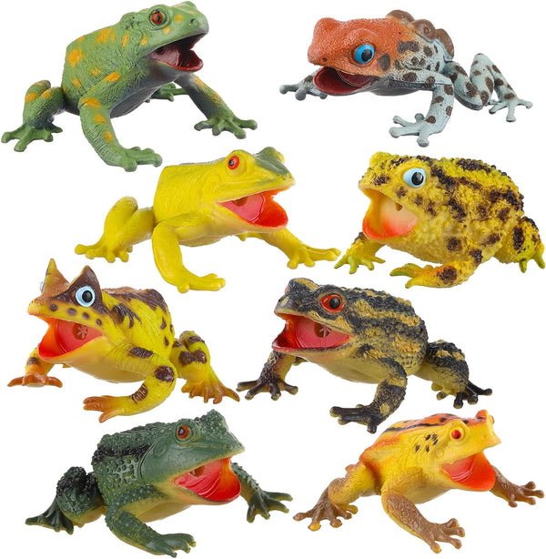 JOKFEICE 8pcs Realistic Soft Frog Toys - Large Floating Squeaking Tree Frog