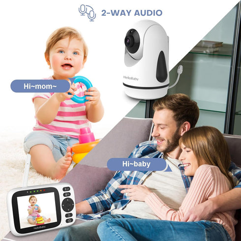 HelloBaby 3.2 2-Way Vision,ECO/VOX,1000ft, Monitor No WiFi Video Baby Monitor with Camera and Audio - Screen, Talk