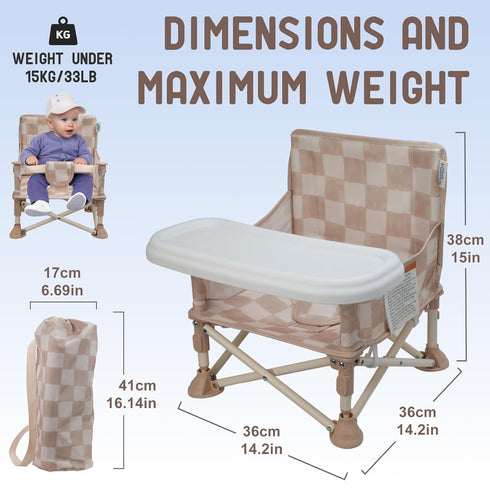 3-in-1 Cozy Tiny Marvels Portable Baby Chair, Booster Seat, Baby Seat with Tray, Compact Foldable, Toddler Chair