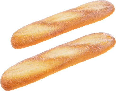 Funzhan 2pcs Artificial French Bread Baguette,Realistic PU Artificial Bread for Decoration,Fake Long Bread