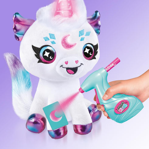 6+ Canal Toys Airbrush Plush Cosmic Light Up Unicorn! Decorate, wash, Repeat! Customize Your own Spray Art Plush. Light