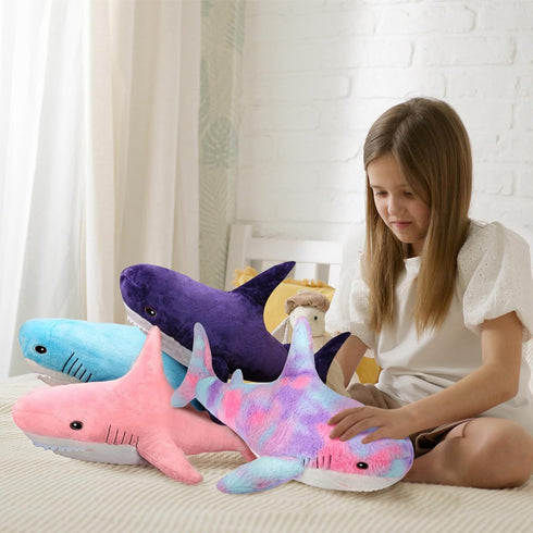 MUPI Shark Plush 17” Stuffed Animal, Large Rainbow Shark Doll