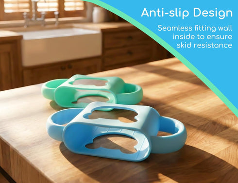 Pack 2, Baby Bottle Handles, Durable Food Grade Silicone Transitional Sippy Cup Handle Grip for Wide-Neck Baby Bottles