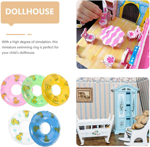 Mini Swimming Ring: Cute Duck Decorative Dollhouse Accessories, Photo Props for Summer Sport Theme Decor