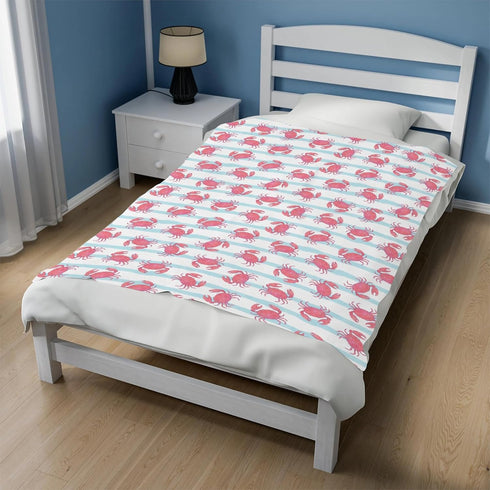 Cstdyfrv Cozy 60x80in Cute Pink Crabs Baby Blankets for Boys Girls Watercolor Crab Striped Soft Infant Toddler Newborn