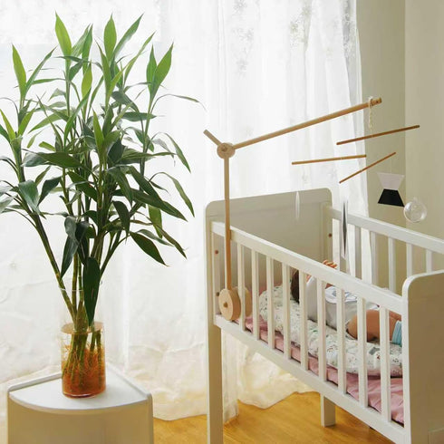 Wooden Baby Crib Mobile Arm, Beech Wood, Adjustable Mounting Bracket, Rotatable