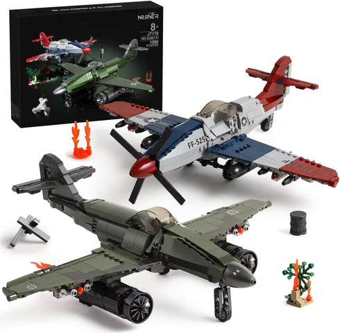 Mr.River WW2 Military Airplane Toy Building Sets Compatible with Lego, Me 262 Fighter