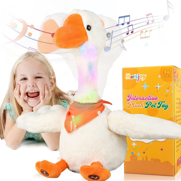 Marsjoy 13" Talking Dancing Goose Swan Stuffed Animal Repeating What You Say Mimicking