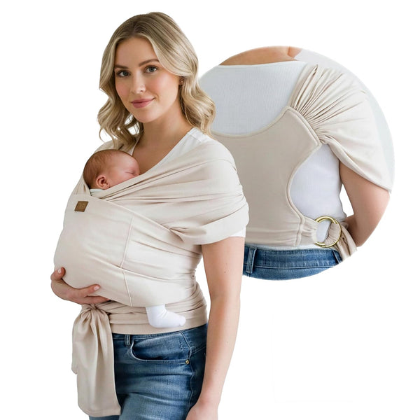Stylish Beige & Gold Baby Carrier Wrap: Comfortable, Soft & Supportive, Adjustable