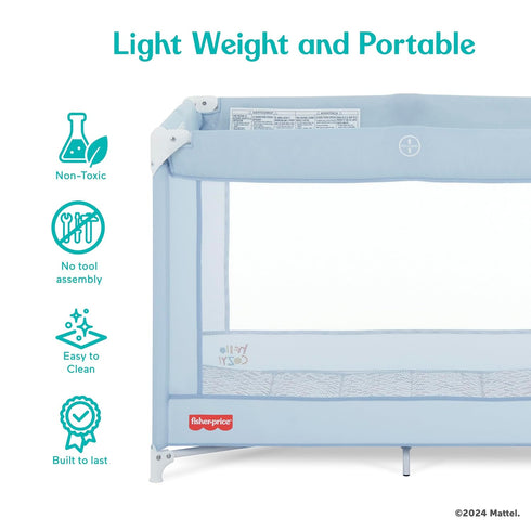 Dream On Me Fisher-Price Play All Day Portable Playard, ASTM Certified, Ideal for Babies & Toddler, One-Hand Fold