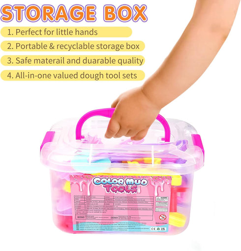 Sets Kids,30 2-4-6-8,Party Pack Playdough Tool for Pieces Playdough Accessories with Rolling Pin Mat Storage Box,Arts