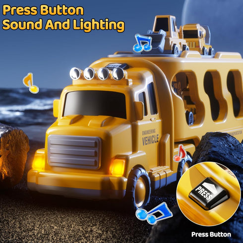 Set 1 2 3 4 5 6 7 8, Playset 2-4 4-7 Construction Truck Toys for Kids Aged Truck with Toy Car, Light and Sound, Movable