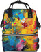 FHEDVBN Colorful Abstract Painting Diaper Bag Backpack for Women Multifunction Waterproof Mummy Backpacks