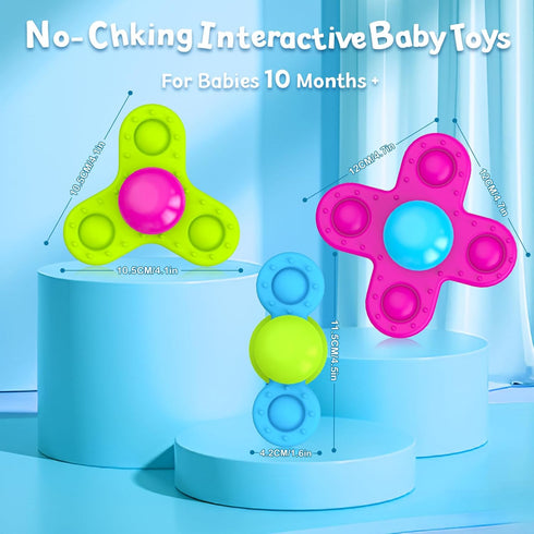 Suction Cup Spinner Toys for 1 Year Old, 3 Pcs Spinning Toys for Toddlers 1-3, Sensory Bath Toys