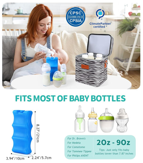 Pack, 6 9 Oz, PIIOSER Breastmilk Cooler Bag with Ice Fits Baby Bottles Up to Stylish Baby Cooler Travel Bags