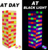 Ahuimeius 54 Piece Glow Tumble Tower Board Games, Glow in The Blacklight Tumble Tower, Indoor/Outdoor Board Game
