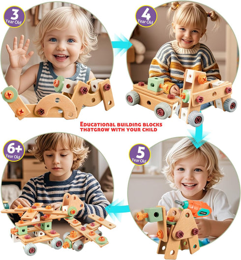 Set 148 Set 3 4 5 6 7 8 VEAIS Kids Tool with Drill, PCS STEM Building Tools with Storage Box Plastic Todder Tool