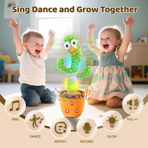 1 0-6 6-12 SANJOIN Cactus Baby Toy Talking Dancing Singing Adjustable Volume, Baby Girl for Year Old, Infant Toys