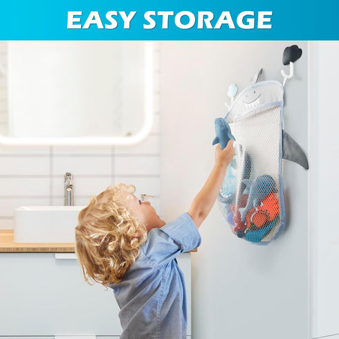 No Hole Mold Free Bath Toys for Toddlers 1-3, Water Toys with Storage Bag, Baby Shark Pool and Shower Gifts