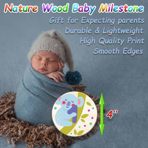 Wooden Baby Monthly Milestone Cards with Birth Announcement Sign Newborn Anniversary Cards Photography Props Baby