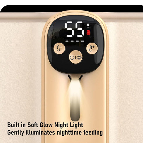 YUEHISY 11 Settings, Portable Bottle Warmer, LED Display Temperature Rechargeable Fast Milk Warmer, Night Light Memory
