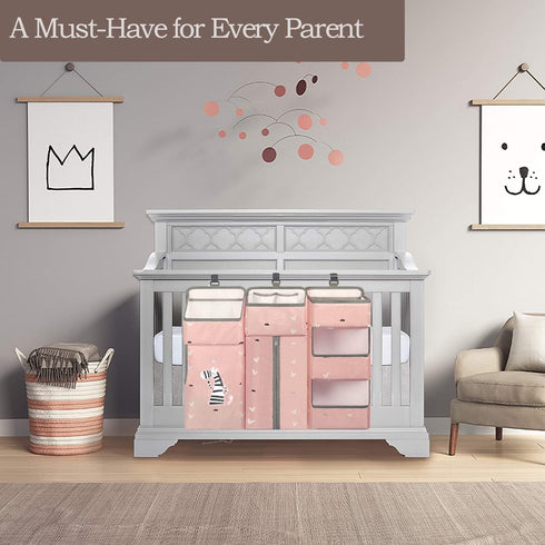 Hanging Diaper Caddy Organizer for Baby Crib - 3-in-1 Diaper Stacker for Nursery Organization