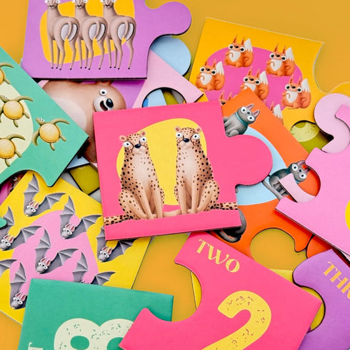 20Piece 25, Alphabet & Safari Animal Number Puzzle MontessoriInspired Math Game for Kids Early Number Recognition
