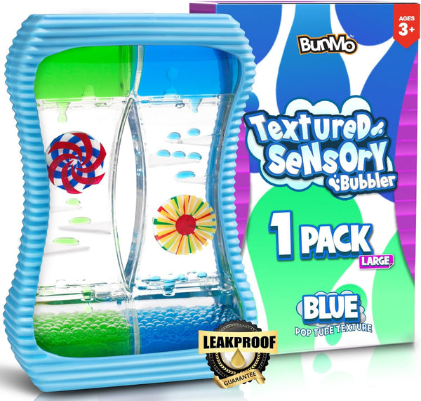 BUNMO Liquid Motion Bubbler - Sensory Texture Liquid Timer for Autism and Calming Exploration (Large Blue)