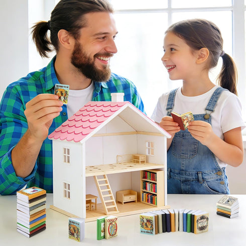 24pcs 1:12 Mini Fairy Books, Scale Miniature Books, Dollhouse Books, Tiny Books for Dollhouse Accessories, Vintage Mini