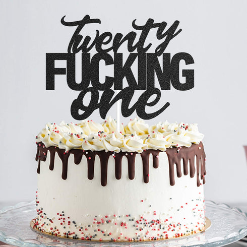 Twenty One Black Glitter Cake Toppers for 21st Birthday Party Decorations Supplies