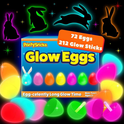 PartySticks 72 Easter Glow Eggs & 216 mini Glow Sticks 288pcs total,