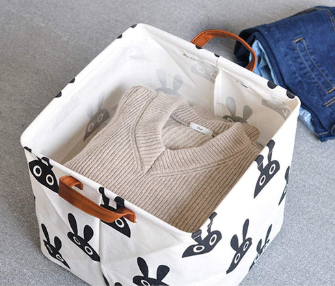 Square Canvas Storage Bins, Collapsible Toy Organizer with Handles for Nursery & Laundry