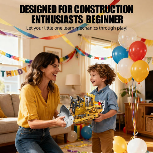 Bulldozer 9CH 2.4GHz Dozer 3-12 RC Toy with Metal Blade, Light and Sound, Remote Control Construction Truck, Tractor