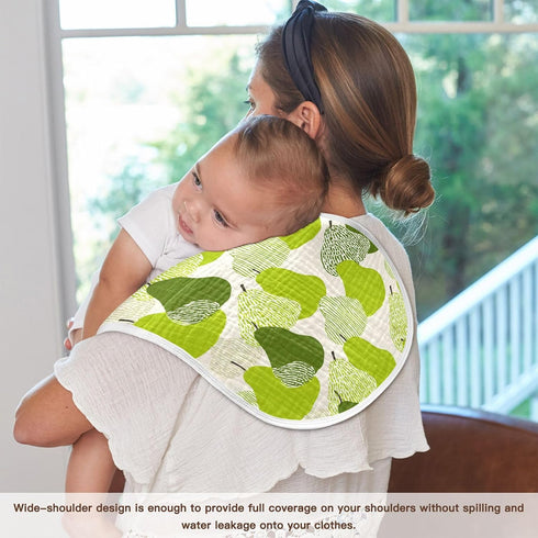 decor gift 4 Pack 22x11in Cotton Muslin Burp Cloth Breathable Cartoon Green Pear Fruit Baby spit up Rags for Unisex