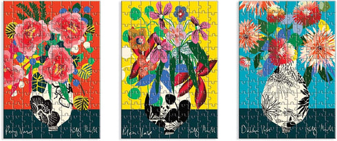 Galison Kitty McCall Puzzle Set – 3 Coordinating 120-Piece Puzzles, 5.5” x 8” Each, Vibrant Art, Challenging Family