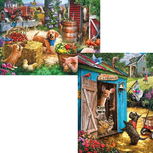 Bits and Pieces - Value Set of Two (2) - 500 Piece Jigsaw Puzzles for Adults - Hide and Seek, What’s The Password Jigsaws by Artist Larry Jones - 18” x 24”