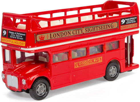 London Double Decker Bus Open Top - Red Motormax 76008 - 4.75" Diecast Model Toy Car