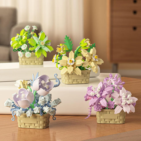 Vilbocr Set,Flower 6+ 181Pcs) Mini Flowers Building Block Blocks Toys,Plants and Succulent Toys,Building Block