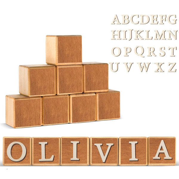 Kigley 8 Pcs Custom Wooden Name Sign 8 Letter Blocks and 78