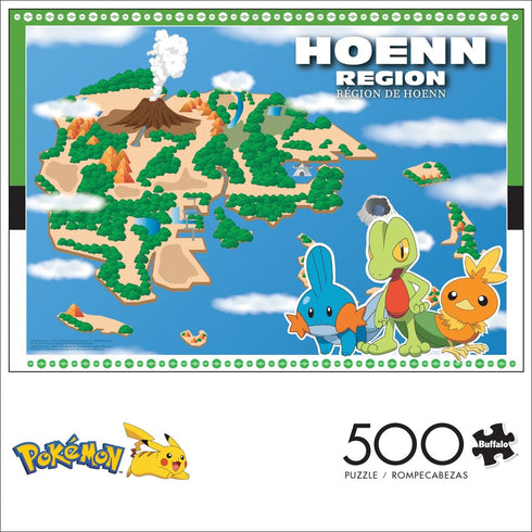 Buffalo Games - Pokémon - Hoenn Region - 500 Piece Jigsaw Puzzle for Adults Challenging Puzzle Perfect for Game Nights - Finished Puzzle Size is 21.25 x 15.00
