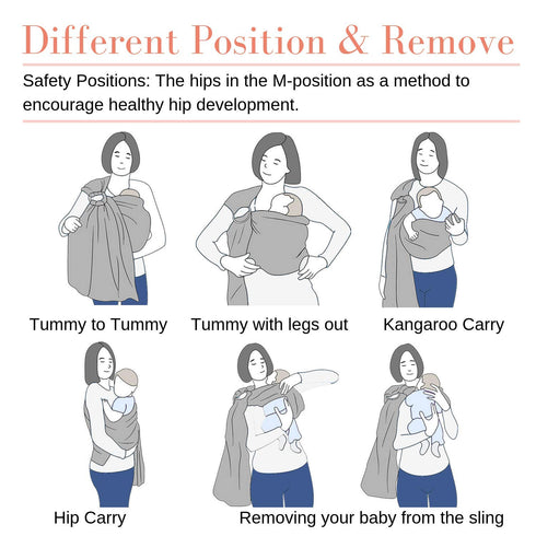 Baby Ring Sling Baby Carrier, Soft Baby Sling Carrier for Newborn to Toddler, Lightweight Breathable Adjustable Baby