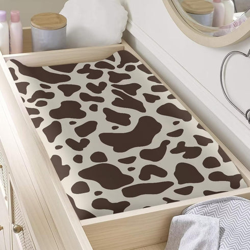 ZDCUSTOM Set 1 32"x16" Brown Cow Print Baby Changing Pad Cover of Changing Table Cover for Girls, Changing Pad Covers