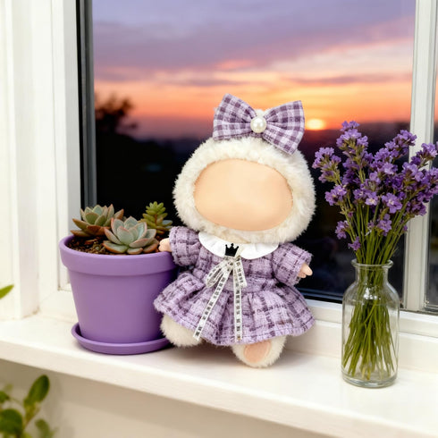 Ueuo 17cm Set Clothes for LABUBU Doll (NO Doll), Outfit for LABUBU, Dress and Hairpin for LABUBU Dress Up, Fashion
